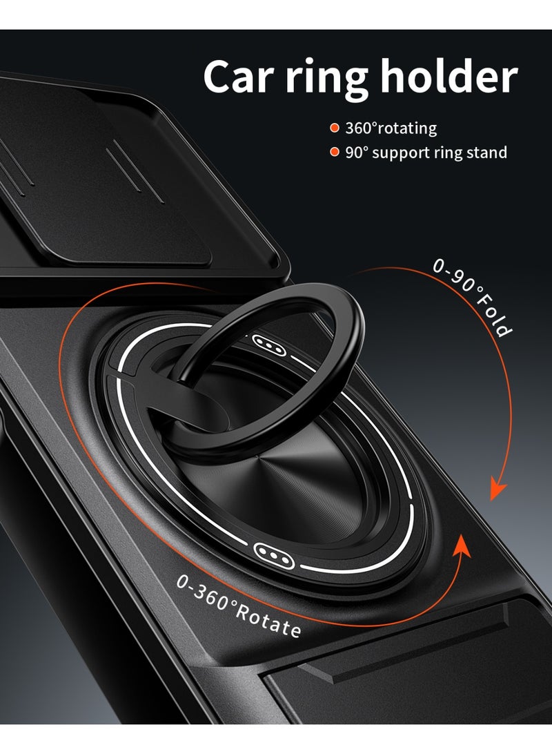 جراب حمايه مقاوم للصدمات مزود بستاند وحلقه دائريه وحمايه للكاميرا متوافق مع  Poco X3 Pro / Poco X3 NFC (اسود) - Image 4