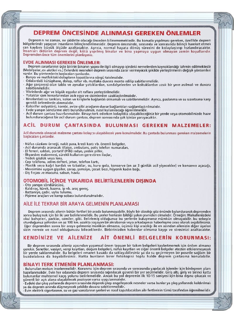 ABC - 50X70 Pre-Earthquake Precautions Board Aluminum Frame - Image 1