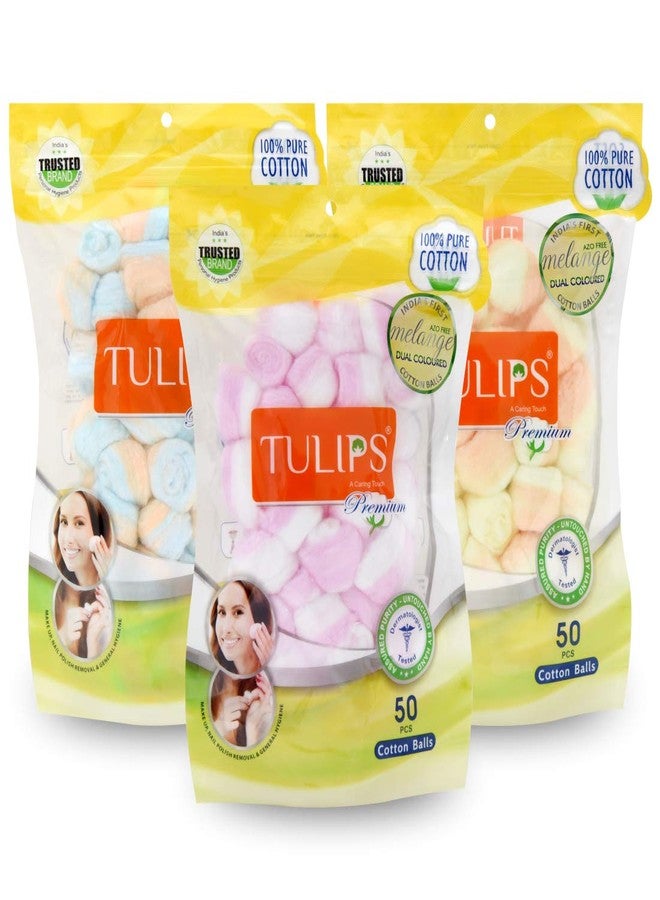 Tulips Premium Melange Dual Colored Cotton Balls (Pack 3) [ color variant] - Image 1