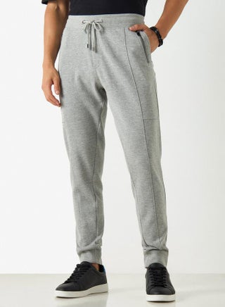 Iconic Solid Slim Fit Joggers with Drawstring Closure and Pockets