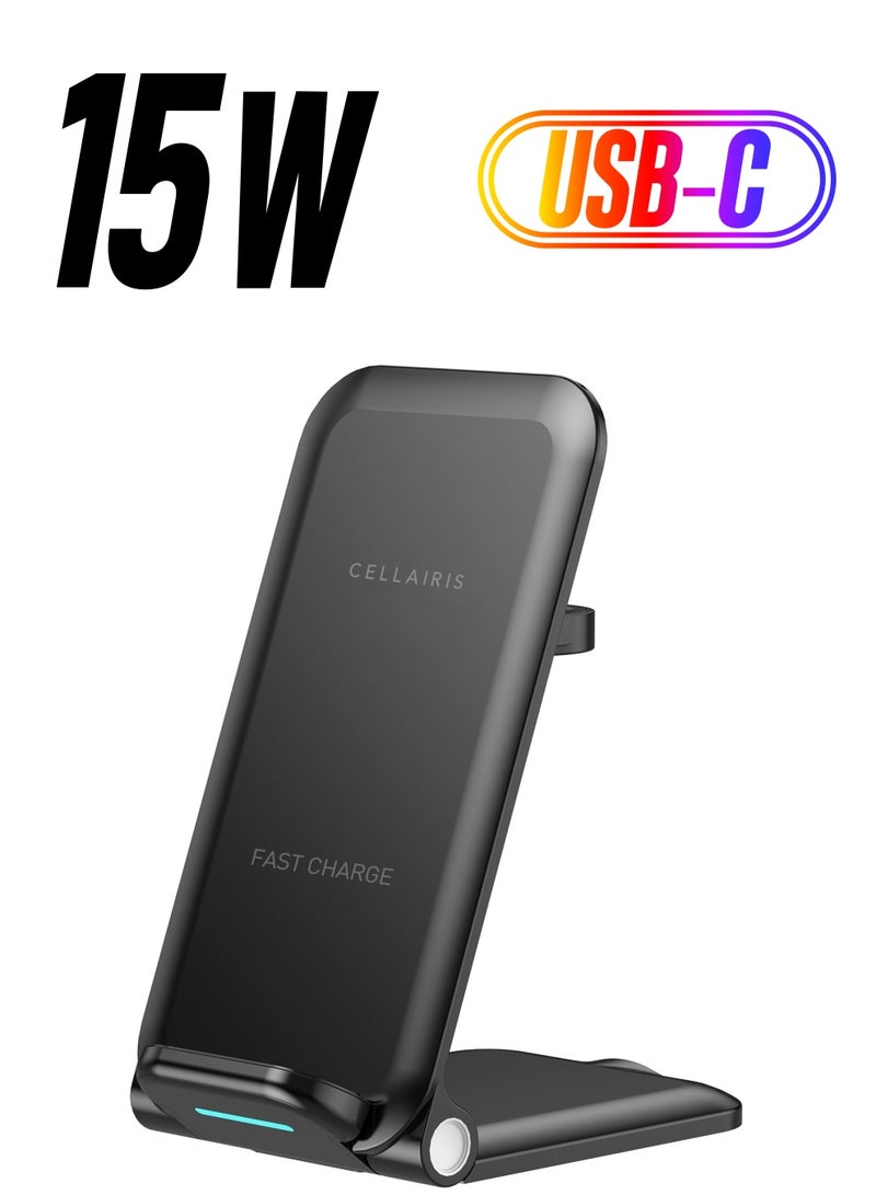 Cellairis 3 In 1 Multifunction Foldable Wireless Charger 15W Fast Charging, Ultra-Stable, Compatible with Wireless Charging enabled Smartphones, Smartwatch and Earbuds - Image 1