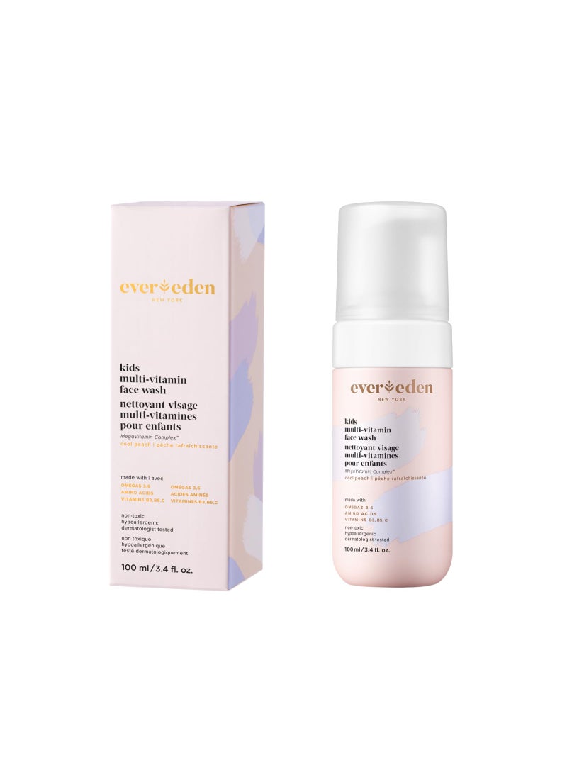 Evereden Evereden Kids Face Wash: Cool Peach, 3.4 fl oz. | Gentle Kids Skin Care | Non-toxic and Clean Ingredients | Multi-Vitamin Skin Care for Kids 