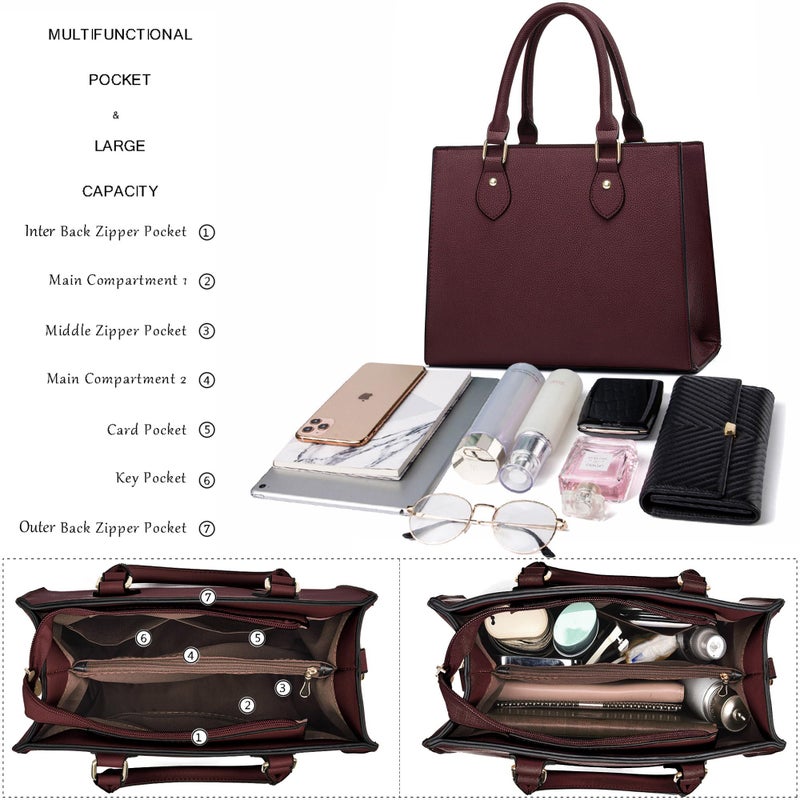 Chicarousal Crossbody Purses And Handbags For Women Pu Leather Tote Top Handle Satchel Shoulder Bags (Liz Burgundy) - Image 5