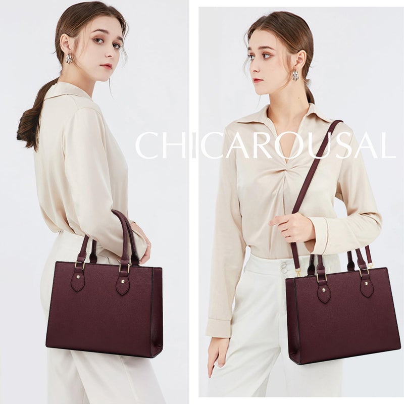Chicarousal Crossbody Purses And Handbags For Women Pu Leather Tote Top Handle Satchel Shoulder Bags (Liz Burgundy) - Image 2