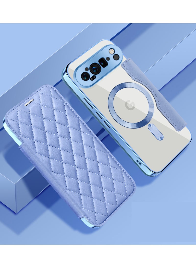 Google Pixel 10 pro XL 5G Wallet Case, Stylish High Quality PU Leather Diamond Pattern + Wireless Charging Compatible TPU Magnetic Attraction Shell