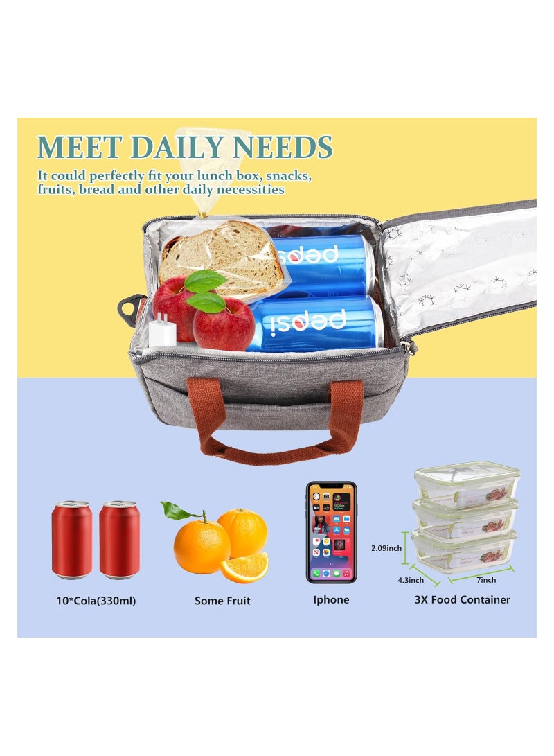 KASTWAVE Reusable Lunch Bags, Stylish Insulated Lunch Bag for Women/Men - Durable Lunch Tote with Adjustable Strap, Ideal for Work, Picnic, and Beach - Reusable Lunch Box with Thermal Insulation (Grey) - Image 4