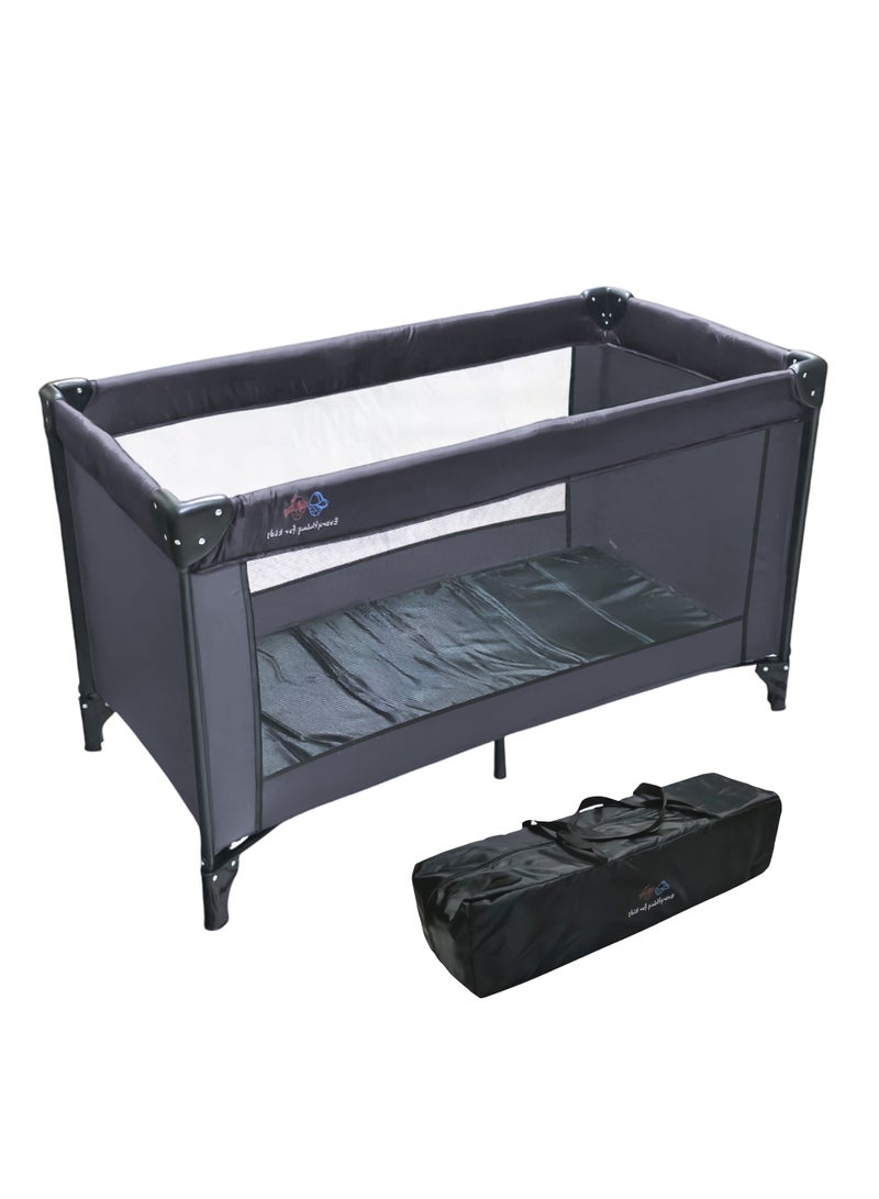Everything For Kids Travel Cot Quick Folding and Compact With Travel Bag in Just One Simple Step Size 120cm x 60cm - Image 1
