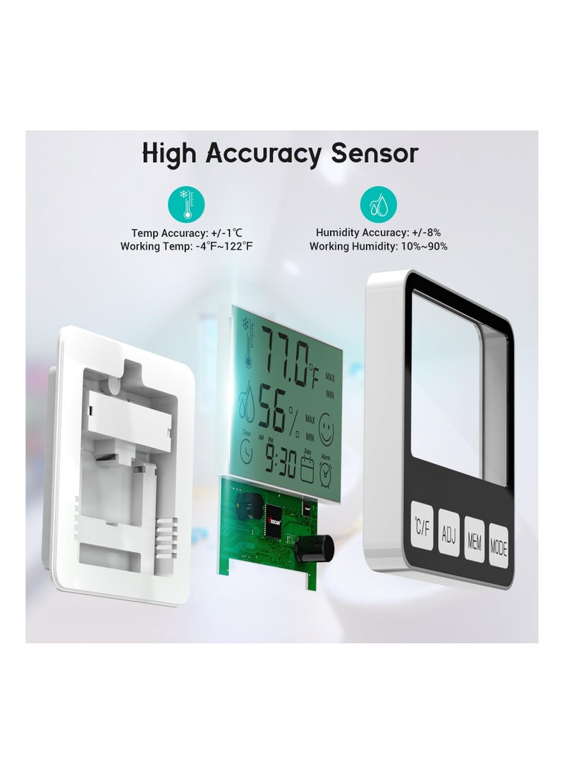 Generic - Digital Thermometer Hygrometer, Indoor Humidity Meter Room Temperature Sensor with Alarm Clock Date, Hydrometer - Image 1