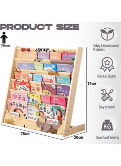 Kids Book Rack,6 Tier Kids Book Rack,Wooden Bookshelf For Kids,Canvas Book Storage Shelf,Baby Floor-Standing Bookshelf,For Bedroom Living Room Playroom Storage Organizer Natural - pzsku/Z57B75E3C98C1BCA10443Z/45/_/1736417810/fb14fa52-1a3d-40ab-bf72-f7037f2dbe42