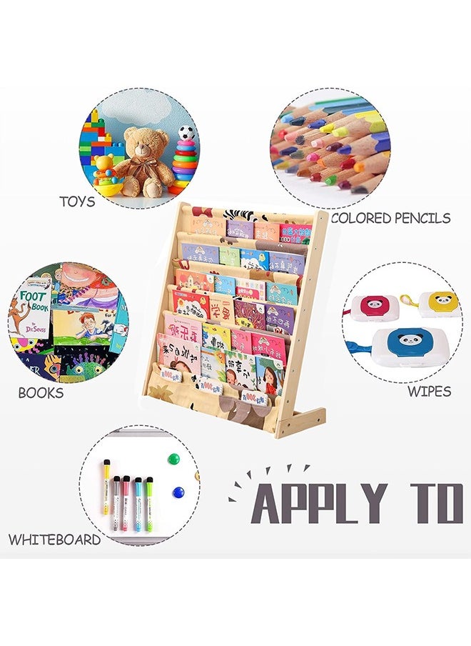 Aikenn Cartoon 6 Tier Baby Bookshelf Household Kids Bookshelf Durable Sling Book Rack Supplies Suitable for Bedroom Playroom  Multi-layer Classification Kids Toy Storage Box Colorful Home Chest Toy Storage Organizer Shelf Rack  - Image 4