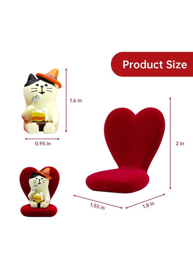 RAQWI Cute Mini Cat Eating Cake Figurine Resin Cat for Office, Home Decoration Perfect Cute Cat Gift for Cat Lovers - Heart-Shaped Sofa - Image 2