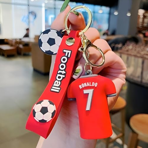 FowWelt Cartoon Characters Keychain for Girls & Boys – Cute Silicone Keyring Accessories | Key Purse, Backpack, Car Charm | Fun Anime Style Kids Gift | Lightweight & Durable (Ronaldo Tshirt) - Image 1