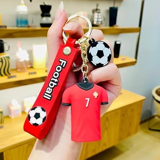 FowWelt Cartoon Characters Keychain for Girls & Boys – Cute Silicone Keyring Accessories | Key Purse, Backpack, Car Charm | Fun Anime Style Kids Gift | Lightweight & Durable (Ronaldo Tshirt) - Image 5