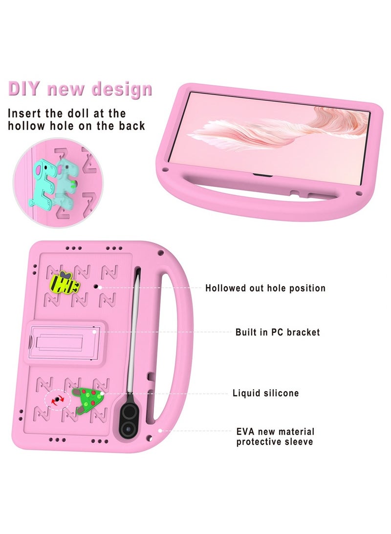 Case Compatible with Honor Pad X9 11.5 Inch Case, 【Kids Friendly】 DIY Cute Cartoon Stickers Lightweight EVA Shockproof Handle Stand Cover with Shoulder Strap (Pink) - Image 2