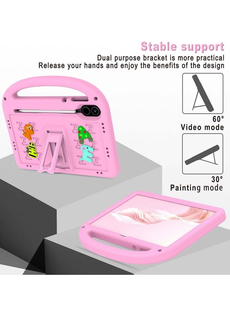 Case Compatible with Honor Pad X9 11.5 Inch Case, 【Kids Friendly】 DIY Cute Cartoon Stickers Lightweight EVA Shockproof Handle Stand Cover with Shoulder Strap (Pink) - Image 5