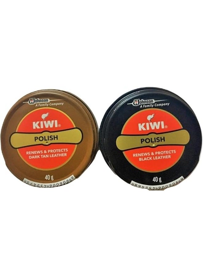 Kiwi Express Shoe Polish for Dark Tan and Black Leather, 40g Each - Image 2