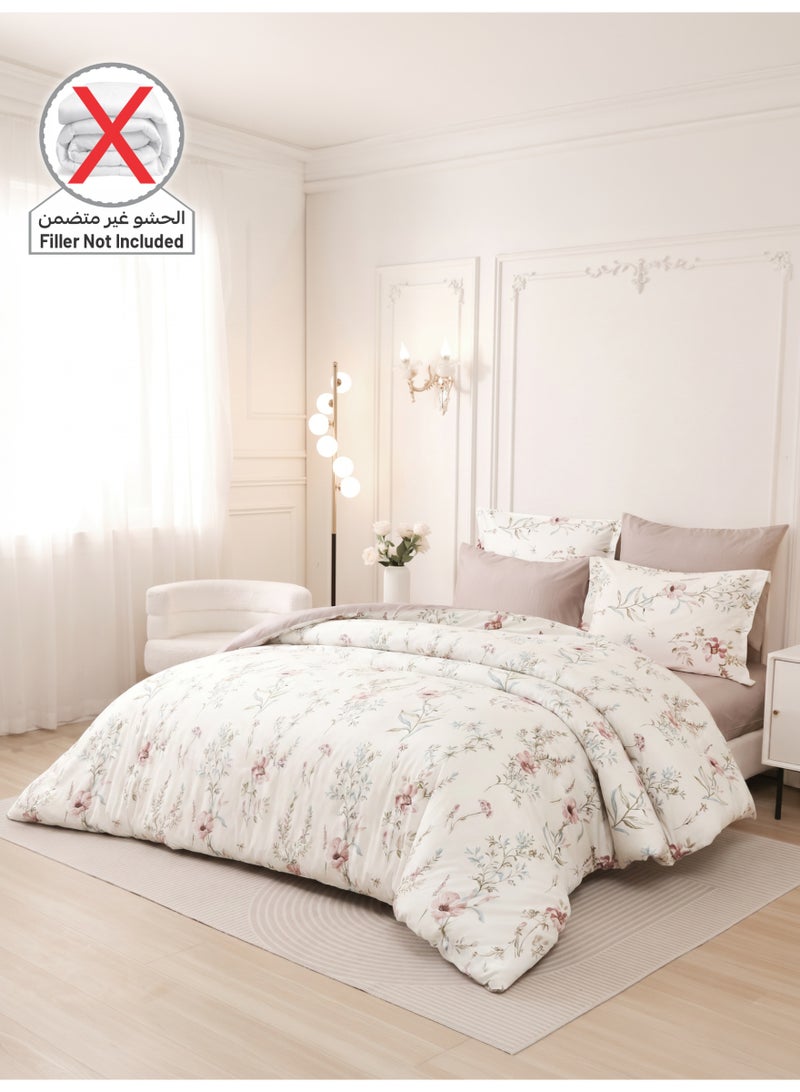 Donetella Printed Duvet Set, Queen Size Fits 180x200 cm - 4-Pcs Bed Set, Brushed Microfiber Fabric - 1 Duvet Cover, 1 Fitted Sheet, 1 Pillow Shams, 1 Pillowcases (Filler Not Included) - Image 2