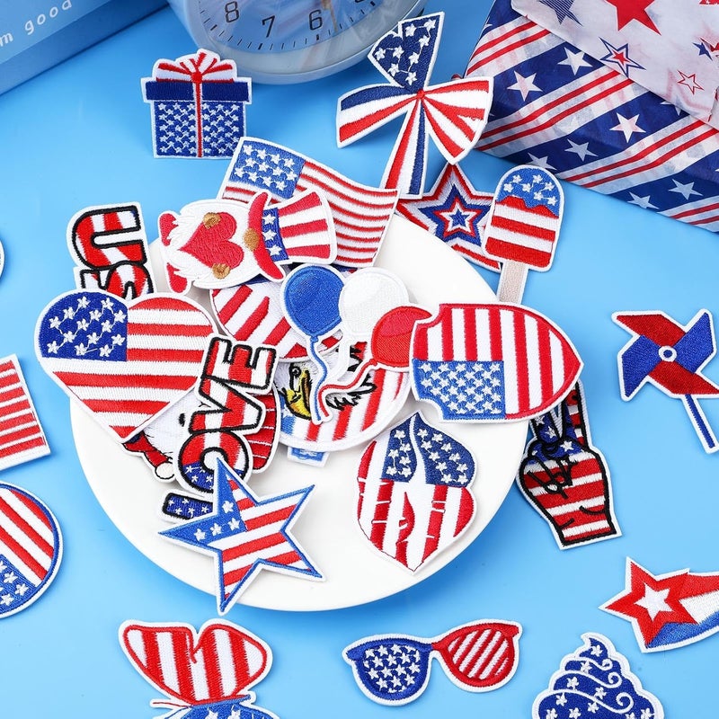 Augsun 36pcs Independence Day Iron on Patches 4th of July Patriotic Embroidered Sew Applique Repair Patch American Flag DIY Crafts for Clothing Jacket Jeans Pants Dress Backpack Hat Decorations Gift - Image 4
