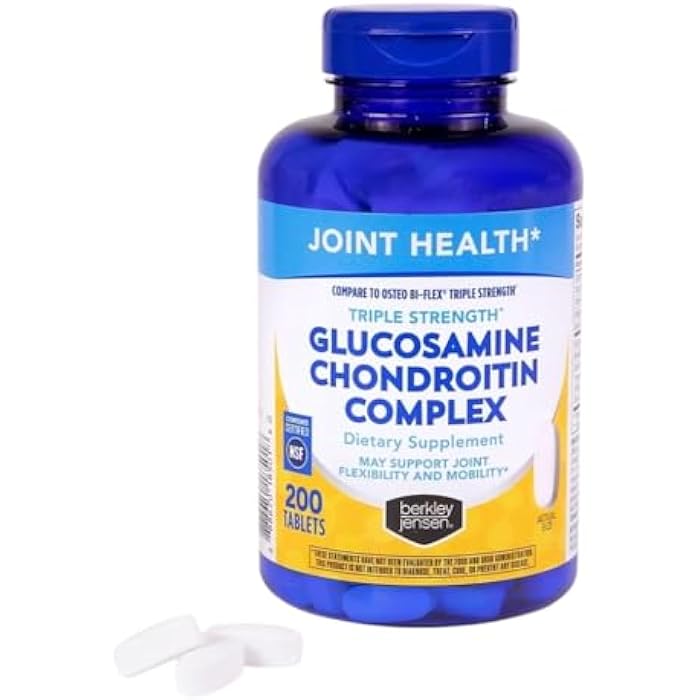 berkley jensen Triple Strength Glucosamine Chondroitin MSM Boswellia Complex 2703 mg, Joint Support Supplement for Women & Men, NSF Certified, 200 Tablets (Pack of 1) - Image 2