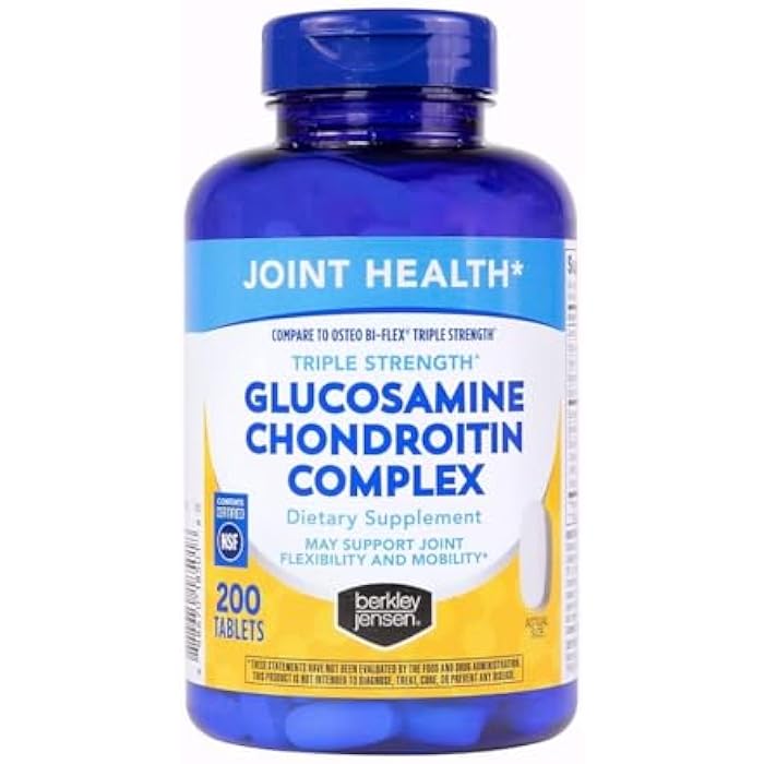 berkley jensen Triple Strength Glucosamine Chondroitin MSM Boswellia Complex 2703 mg, Joint Support Supplement for Women & Men, NSF Certified, 200 Tablets (Pack of 1) - Image 4