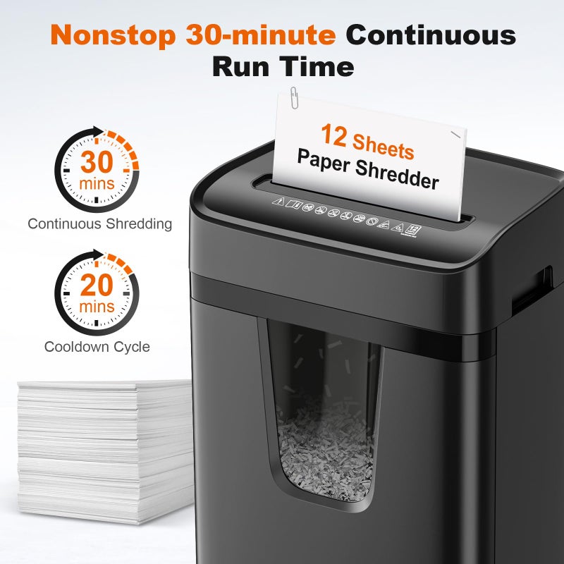 Bonsaii 12-Sheet Micro-Cut Paper Shredders for Home Office, Heavy Duty Document Shredder with 5.5 Gallon Pullout Bin for CD/Credit Card/Staple, 30 Mins Continuous Run Time, P-4 High Security, C282-B - Image 2