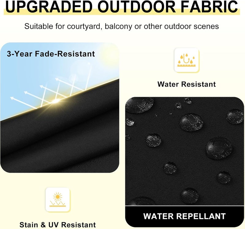 downluxe Outdoor Chair Cushions Set of 4 for Patio Furniture, Water-Resistant Square Corner Patio Chair Cushions with Ties, High Density Foam Outdoor Seat Cushion, 18.5" X 16" X 3", Black - Image 3