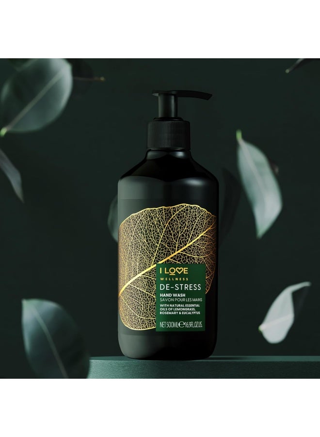 I Love Wellness De-Stress Hand Wash | Lemongrass & Vitamin E Hand Soap | Hydrating, Vegan Formula | 16.9 oz | Essential Oil Infused - Image 3