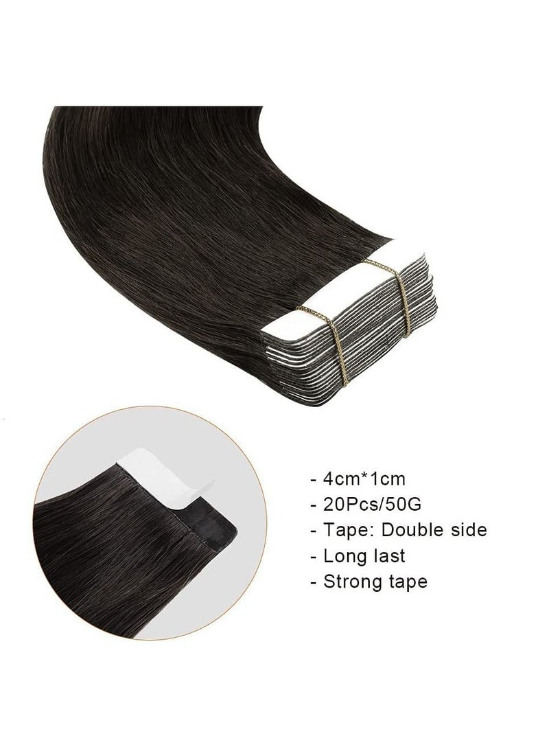 Estelle Natural Hair Extension,  Invisible Tape in Hair Extensions, Human Hair Extensions  ,nature black - Image 3