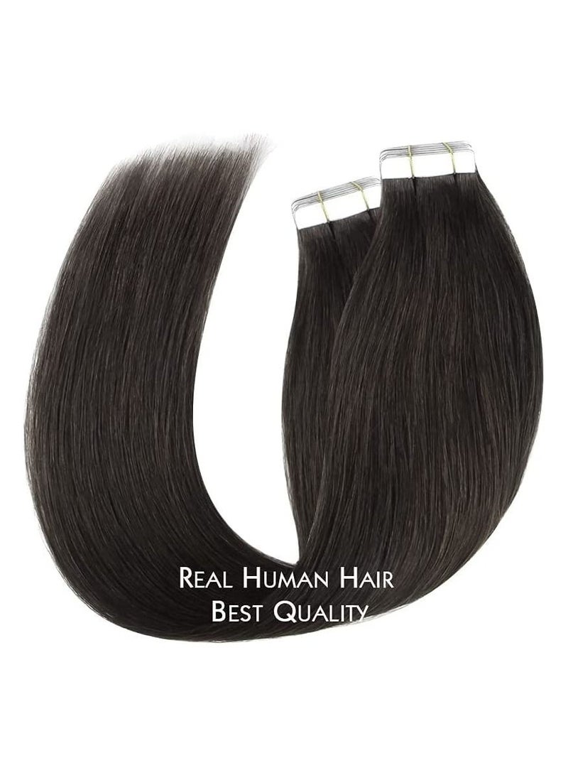 Estelle Natural Hair Extension,  Invisible Tape in Hair Extensions, Human Hair Extensions  ,nature black - Image 4