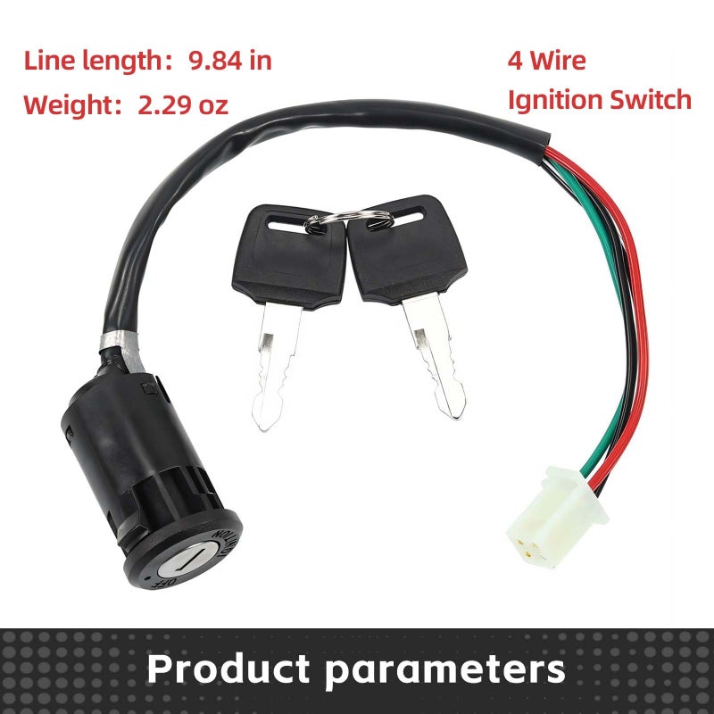 SUPAOSPG Ignition Switch with Keys 4 Wire for 50cc 70cc 90cc 110cc 125cc 150cc 200cc 250cc Taotao Buyang Coolster Kazuma Sunl Chinese ATV, Apollo Dirt & Quad Bike Go-Kart Motorcycle Switch - Image 2