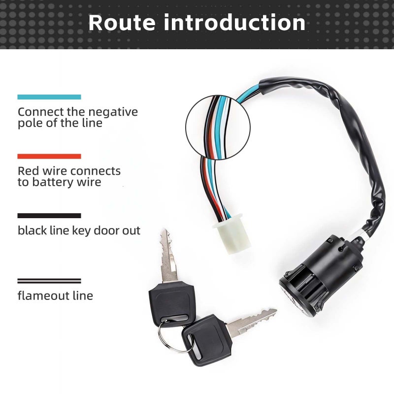 SUPAOSPG Ignition Switch with Keys 4 Wire for 50cc 70cc 90cc 110cc 125cc 150cc 200cc 250cc Taotao Buyang Coolster Kazuma Sunl Chinese ATV, Apollo Dirt & Quad Bike Go-Kart Motorcycle Switch - Image 4