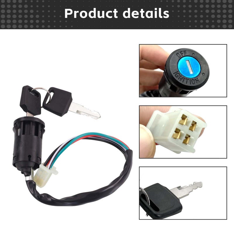 SUPAOSPG Ignition Switch with Keys 4 Wire for 50cc 70cc 90cc 110cc 125cc 150cc 200cc 250cc Taotao Buyang Coolster Kazuma Sunl Chinese ATV, Apollo Dirt & Quad Bike Go-Kart Motorcycle Switch - Image 3