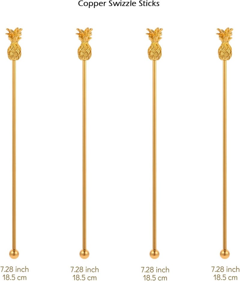 GaryVault Pineapple Drink Stirrer Sticks Stainless Steel Coffee Beverage Stirrers，Set of 4 Cocktail Swizzle Stick,7.28", Gold - Image 2