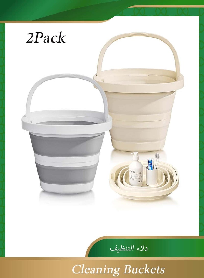 Anmi Collapsible Buckets (2.6 Gallon/10L Each), 2-Pack,Foldable Rectangular Design with Reinforced Handles, Space-Saving Storage for RV Travel, Camping, Car Wash, Fishing, Beach & Household Cleaning - Image 1