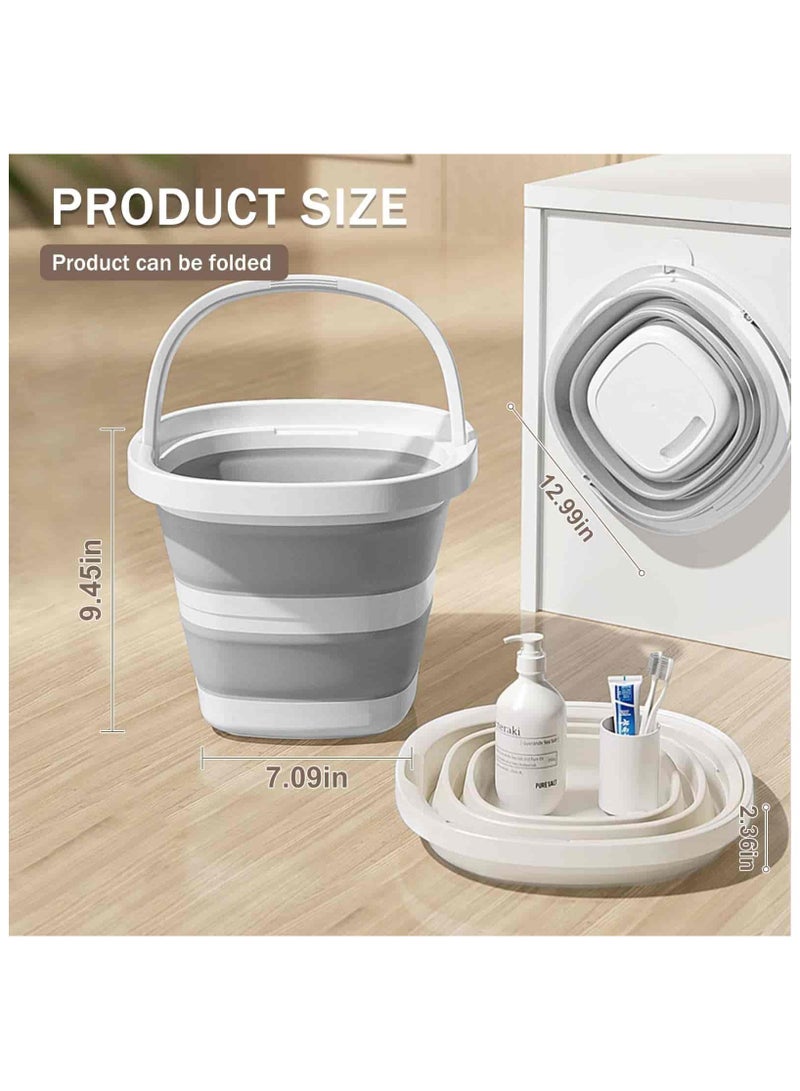 Anmi Collapsible Buckets (2.6 Gallon/10L Each), 2-Pack,Foldable Rectangular Design with Reinforced Handles, Space-Saving Storage for RV Travel, Camping, Car Wash, Fishing, Beach & Household Cleaning - Image 2