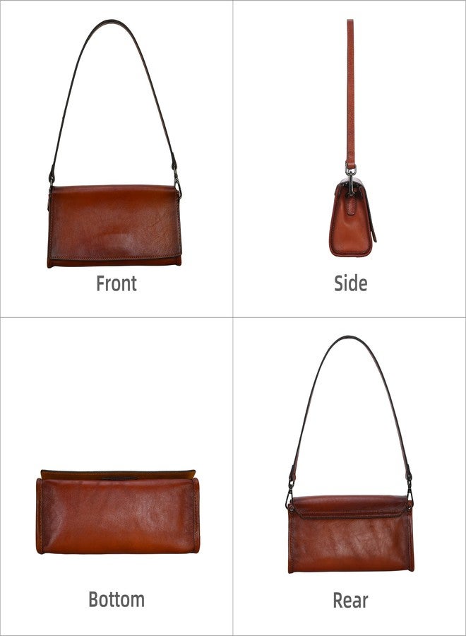 Iswee Leather Crossbody Bags for Women Shoulder Handbags Small Satchel Purse with Guitar Strap Leather Pocketbooks for Women Purses and Handbags(Brown) - Image 5