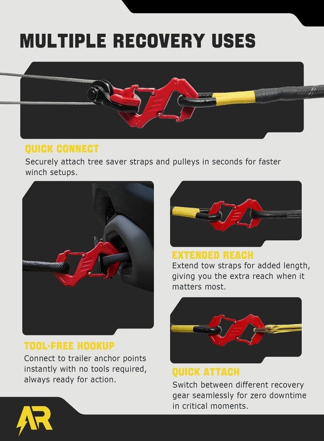 AUTORICH 3/8" S Tow Hook, G80 Steel Quick Winch Shackle 33,000Lbs Break Strength, Heavy Duty Off-Road Recovery Connect Hook for SUV, Truck, Trailer & Towing Applications, Red - Image 3