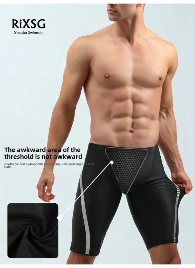 Generic - Competitive Men's Swimsuit Swim Trunks Set Swimsuit Top Full Body Men's Five Points Professional Flat Angle Quick-drying Equipment Surfing-Color:Independent Fifth Swimming Trunks- - Image 1