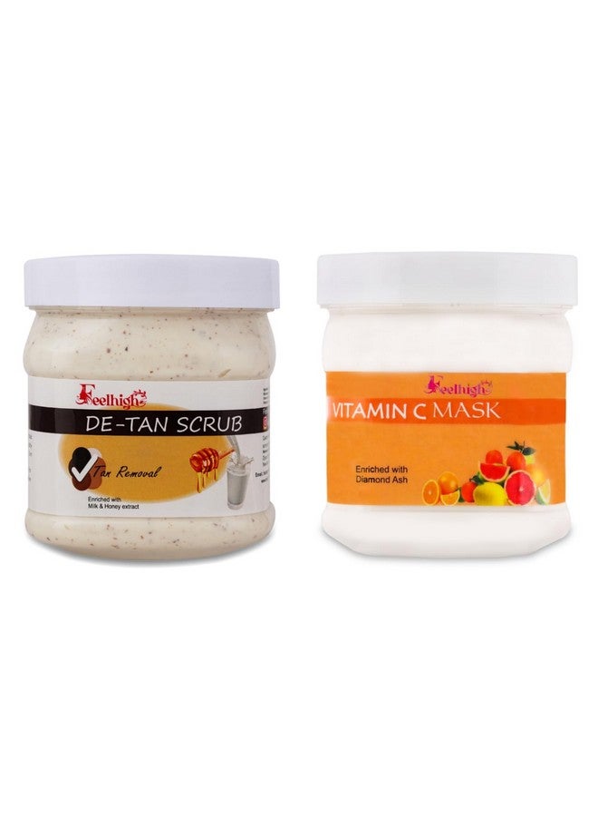 Feelhigh Face and Body Detan Scrub500gm And Face Mask 500gm - Skin Care Products (DetanscrubANDvitamincmask) - Image 1