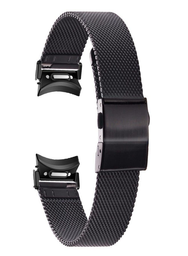 EACHE Stainless Steel Mesh Watch Band Compatible with Samsung Galaxy Watch 4/5/6/7, Black Mesh Strap for Men & Women - Image 1