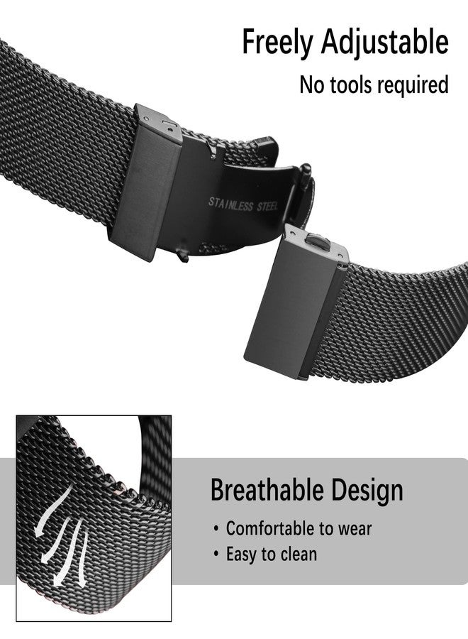 EACHE Stainless Steel Mesh Watch Band Compatible with Samsung Galaxy Watch 4/5/6/7, Black Mesh Strap for Men & Women - Image 4