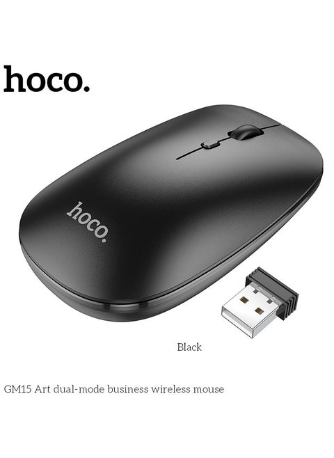 HOCO GM15 Business USB Wireless Computer Mouse-- 2.4G Dual-Channel with Comfortable Design and Smooth Tracking with PC, Mac, Laptop and Tablets - Black