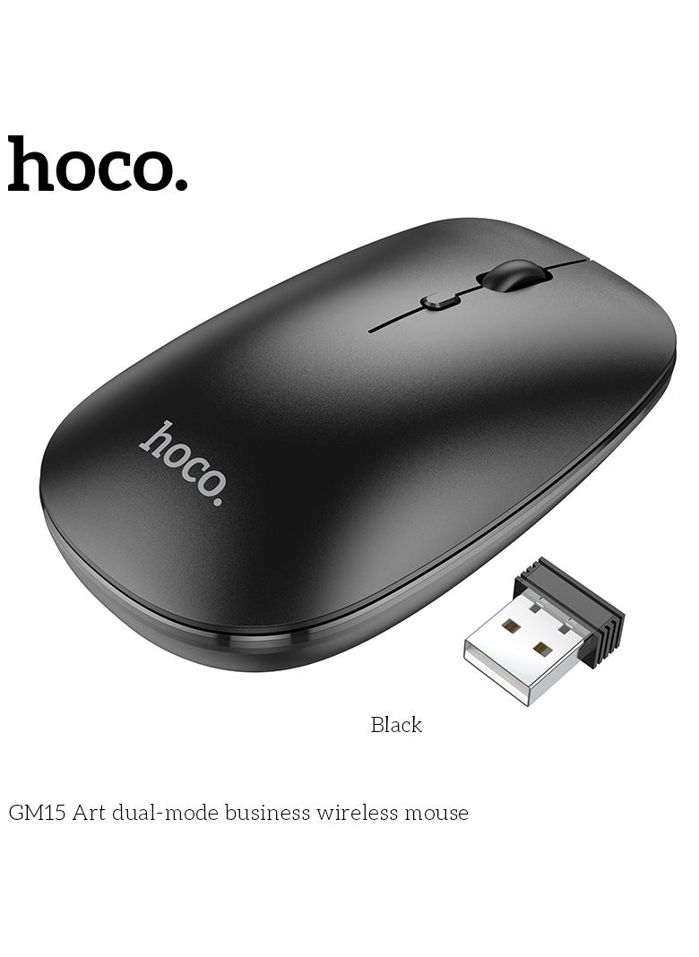 hoco. HOCO GM15 Business USB Wireless Computer Mouse-- 2.4G Dual-Channel with Comfortable Design and Smooth Tracking with PC, Mac, Laptop and Tablets - Black  - Image 1