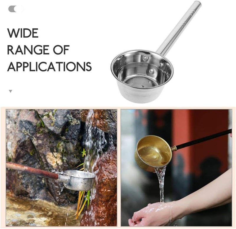 Long Handle Stainless Steel Water Ladle and Soup Dipper, 25x16cm Flat Bottom Kitchen Scoop for Serving and Canning, Sturdy Cooking Utensil for Household and Outdoor Use - Image 3