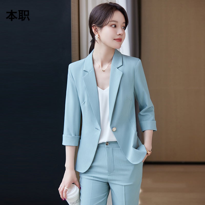 [Seven-Point Sleeve Thin] Suit Jacket Women'S Summer Casual Professional Dress Small Men Fashion Slim Suit Suit - Image 2