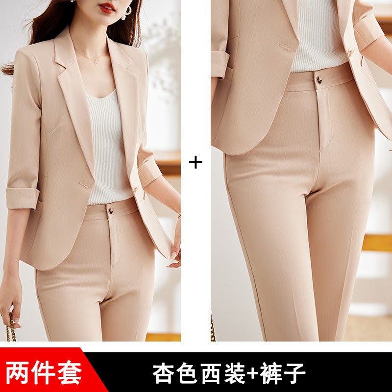 [Seven-Point Sleeve Thin] Suit Jacket Women'S Summer Casual Professional Dress Small Men Fashion Slim Suit Suit - Image 1