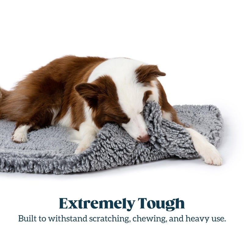 PELZIN Stoutwool Indestructible Dog Bed - Fluffy Chew Proof Dog Crate Pad - Tough Kennel Pad for Aggressive Chewers - Washable, Ideal for Large Breeds & Fits 36-Inch Crate - 35"x22", Charcoal - Image 3