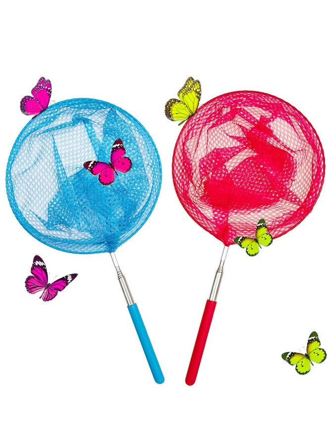 M-jump 2 Pack Kids Telescopic Butterfly Fishing Nets for Kids Catching Butterfly Net Outdoor Tools for Catching Fish Ladybird, Extendable 34 Inches and Anti Slip Grip - Image 1