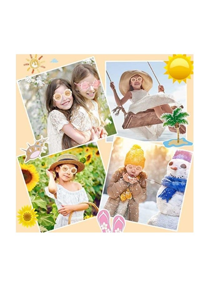 CMGTYYD 3 Pieces Kids Flower Sunglasses Toddler Girls Round Flower Glasses Baby Cute Sunglasses Outdoor Beach Colorful Eyewear - Image 5
