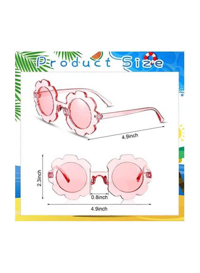 CMGTYYD 3 Pieces Kids Flower Sunglasses Toddler Girls Round Flower Glasses Baby Cute Sunglasses Outdoor Beach Colorful Eyewear - Image 3